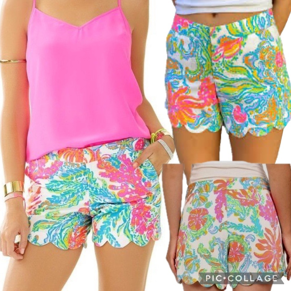 Lilly‎ Pulitzer Buttercup Scallop Hem Resort White Casa Marina Shorts Size 00